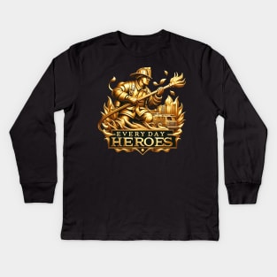 Blaze Crest: Iconic Emblem of Firefighters Kids Long Sleeve T-Shirt